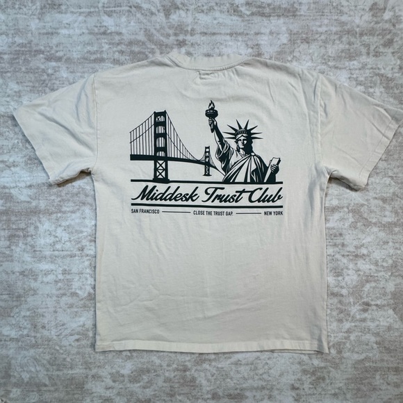 Other - Middesk Trust Club T Shirt Large Cream Heavy Cotton Graphic USA Cities